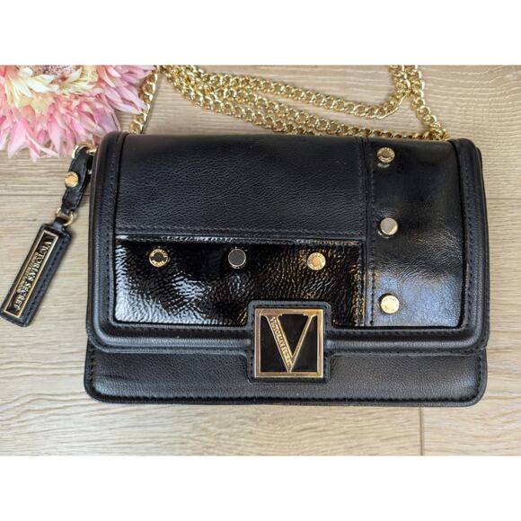 NEW Victorias Secret Ltd Edition Mini Crossbody Shoulder Black Bag Gold Chain - Picture 2 of 10